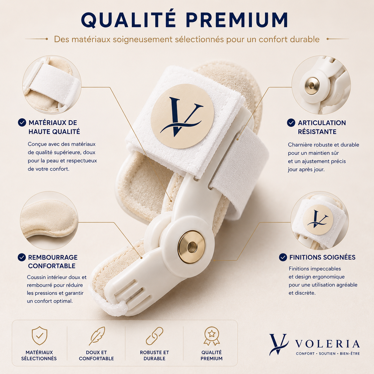 Attelle Hallux Valgus VOLERIA – 2 Correcteur ajustable de nuit